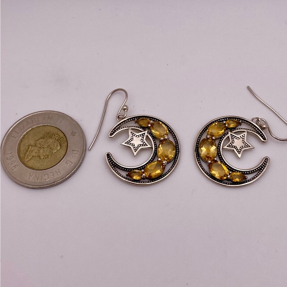 Sterling silver citrine lunar earrings - Picture 3 of 4